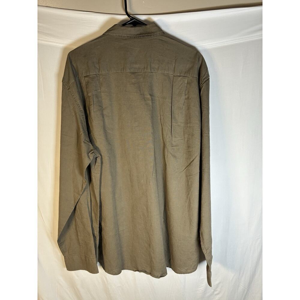 NEW Mens Linen Blend Shirt 2XL Olive Old Money Coastal Grandpa Quiet Luxury - Picture 2 of 6